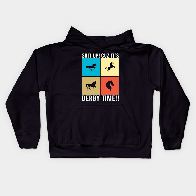 Derby Time Vintage Horse Race Men Women, Funny Retro Kentucky Derby Suit churchill downs Kids Hoodie by Printofi.com